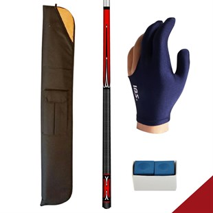 Poolpakke no. 2 -  Artemis Pearl Red poolkø, IBS handske, kø-etui og kridt